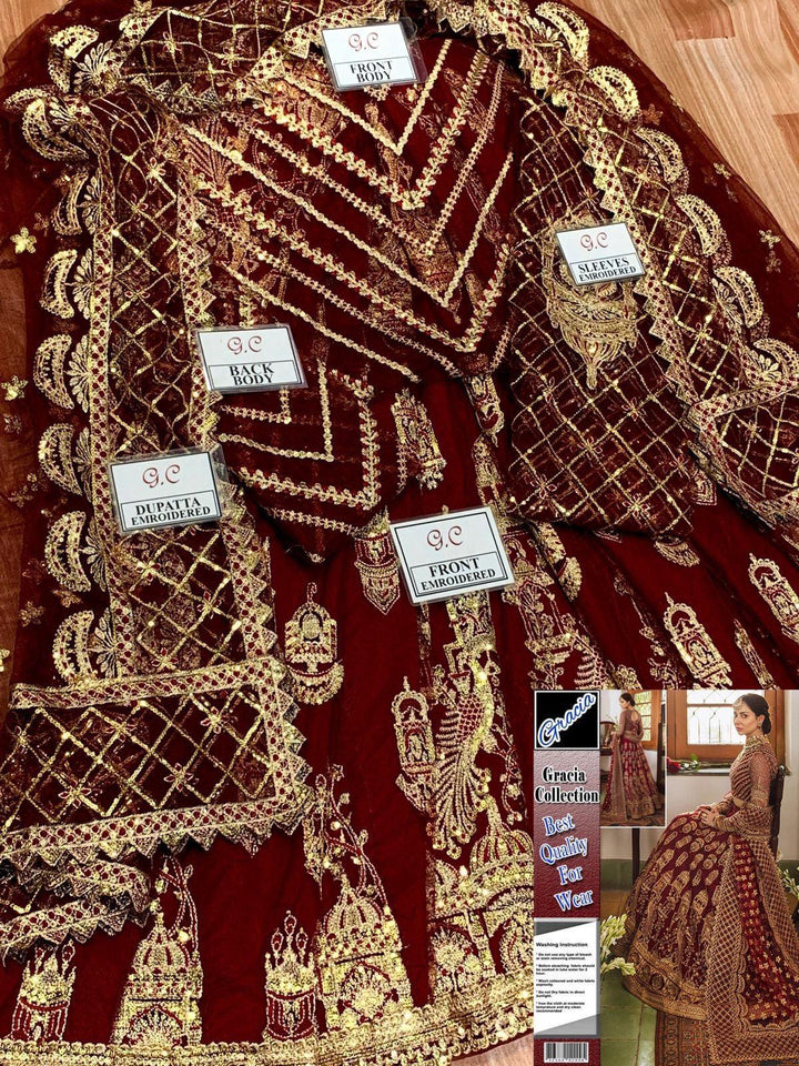 Afrozeh Net Bridal Suit-Bridal Suits-Replica Zone