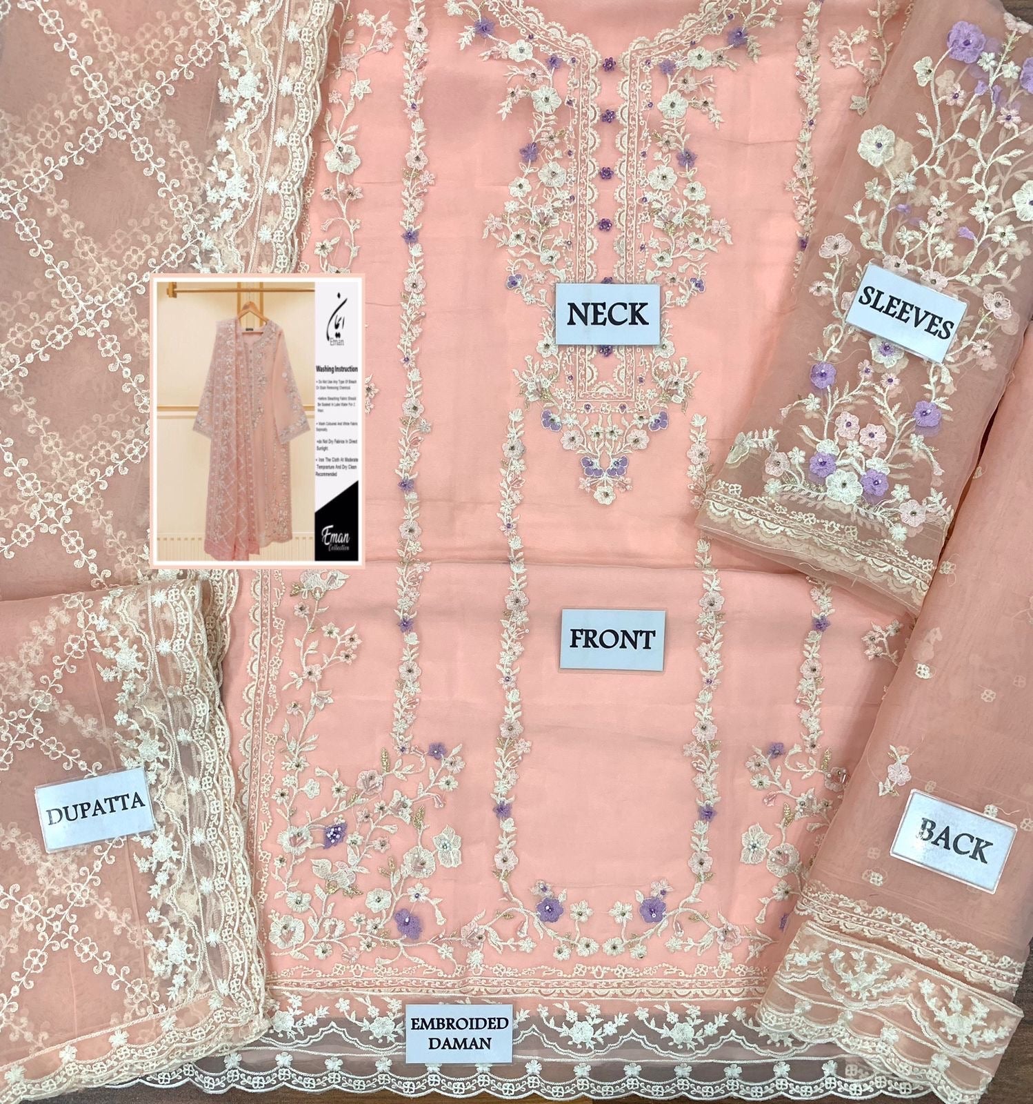 Agha Noor Organza Suit-Replica Suits-Replica Zone