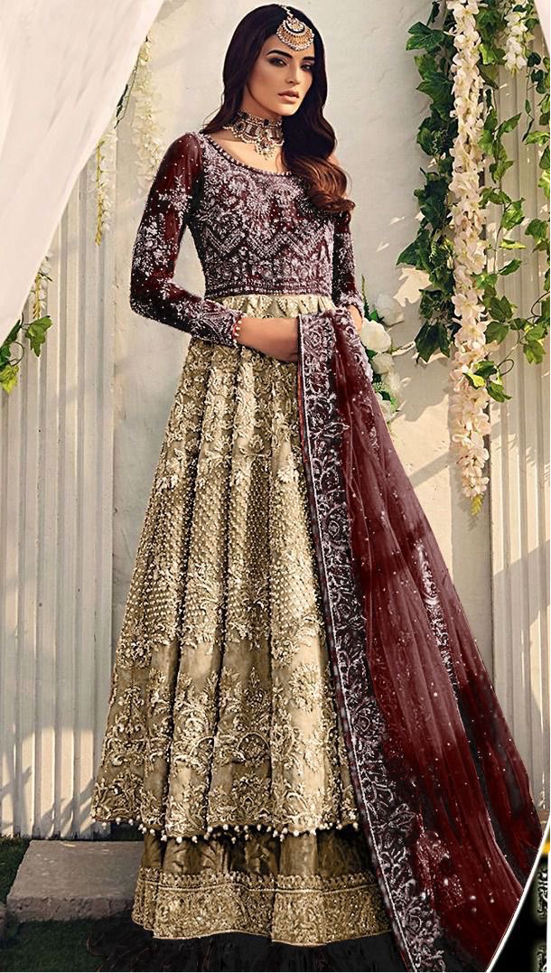 Aisha Imran Net Maxi-Bridal Suits-Replica Zone