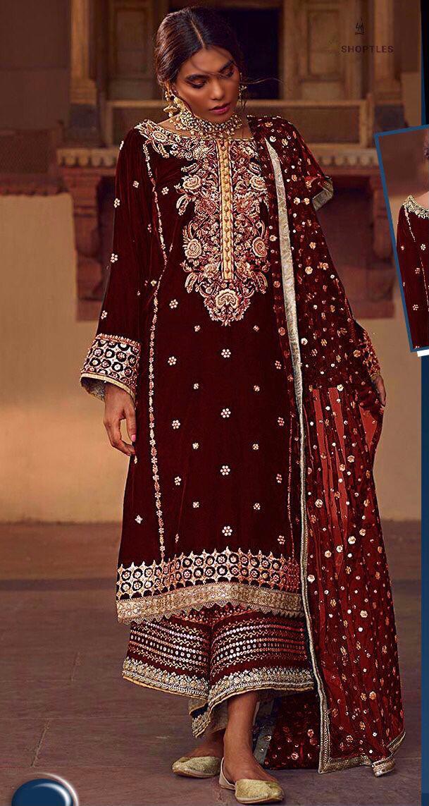 Anus Abrar-Maroon-Velvet-Replica Zone