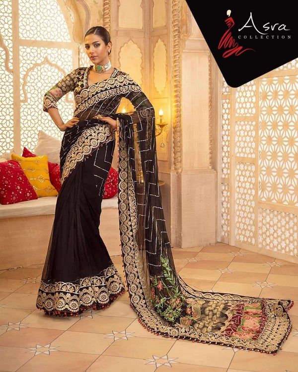 Asifa Nabeel Chiffon Saree-Bridal Suits-Replica Zone