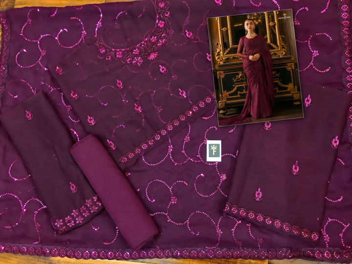 Asim Jofa Chiffon Saree-Bridal Suits-Replica Zone