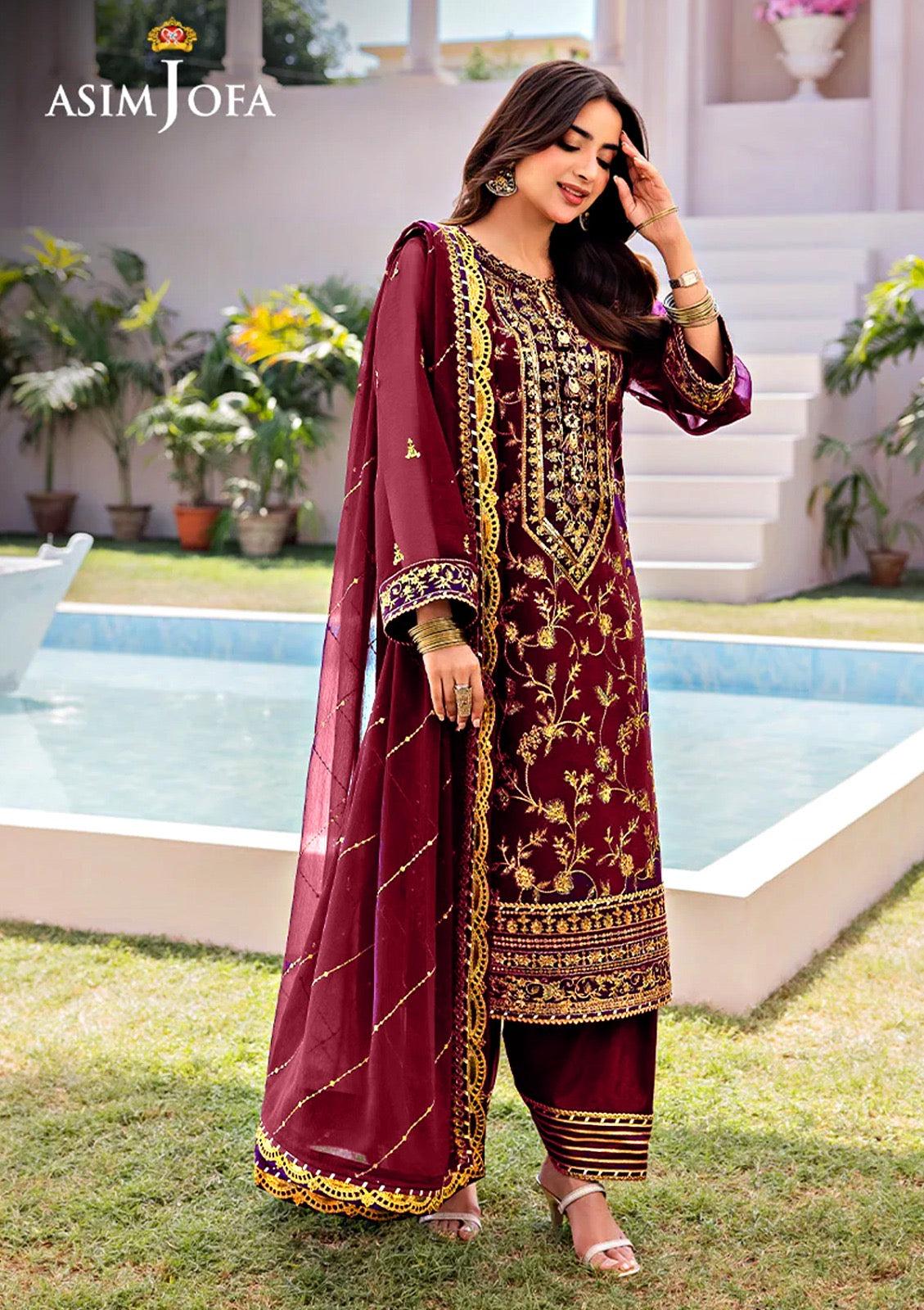 Asim Jofa Chiffon Suit-Replica Suits-Replica Zone