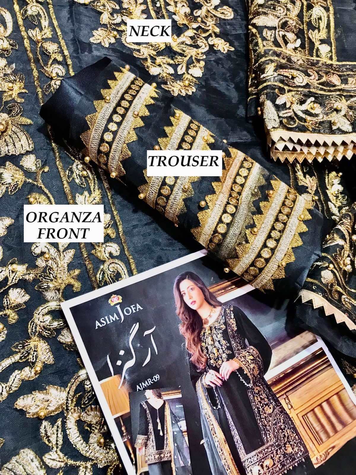 Asim Jofa Organza Suit-Replica Suits-Replica Zone