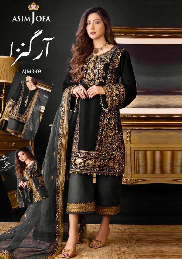 Asim Jofa Organza Suit-Replica Suits-Replica Zone