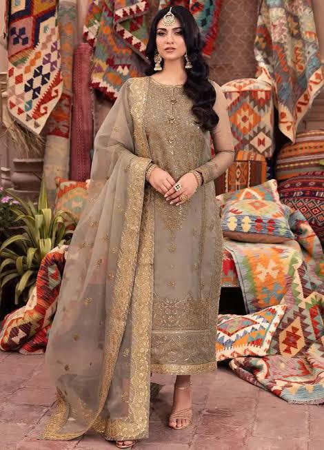 Asim Jofa Organza Suit-Replica Suits-Replica Zone