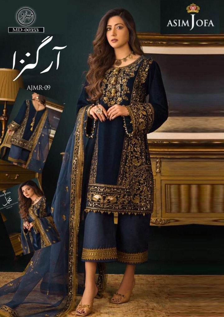 Asim Jofa Organza Suit-Replica Suits-Replica Zone