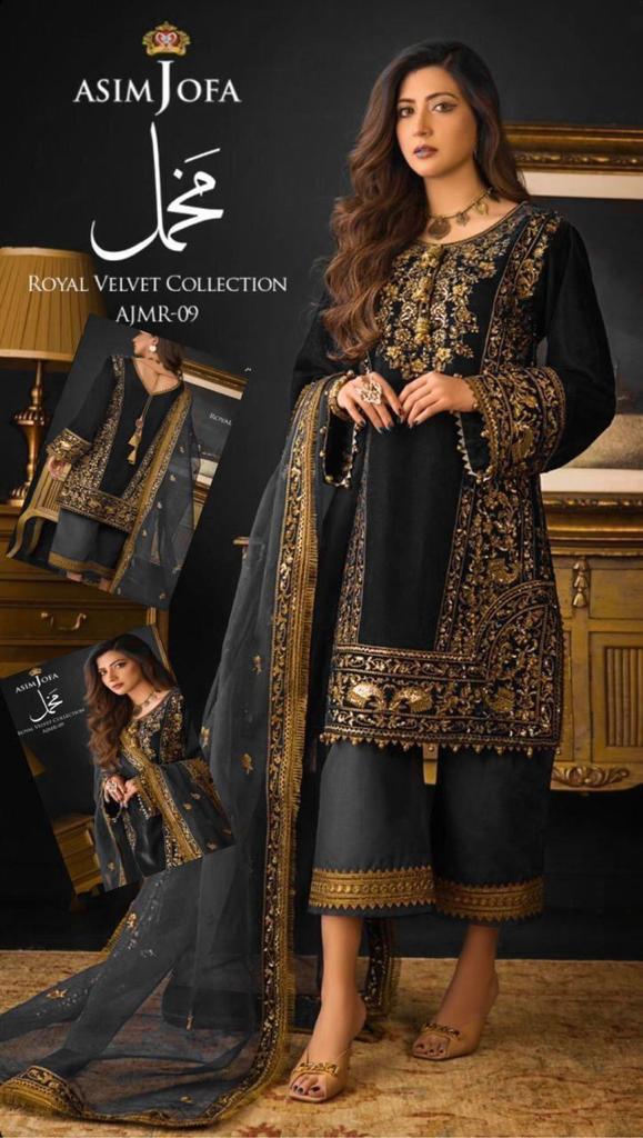 Asim Jofa Velvet Suit-Replica Suits-Replica Zone