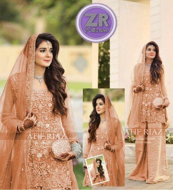 Atif Riaz Net Bridal Suit-Bridal Suits-Replica Zone