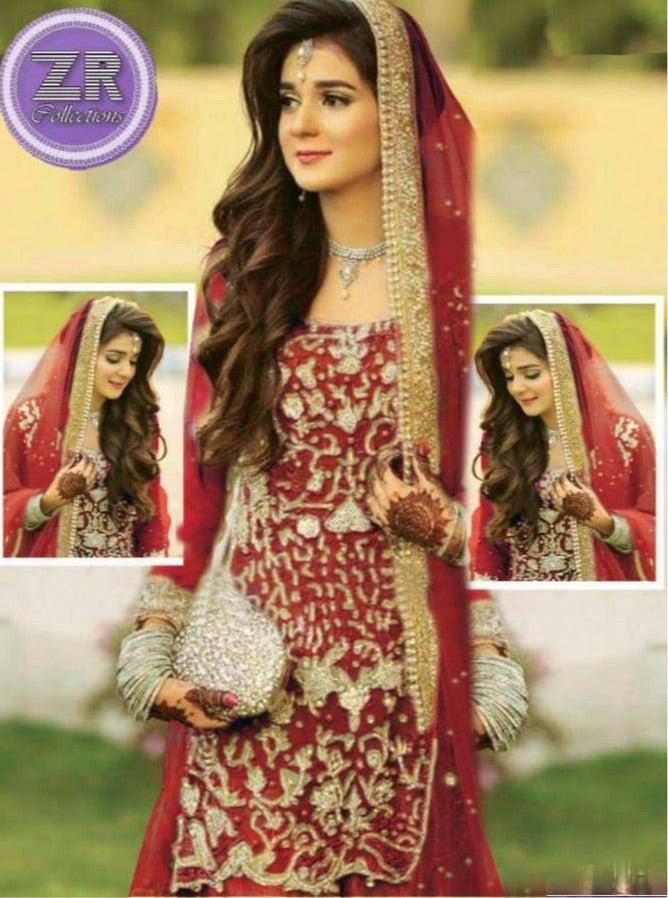 Atif Riaz Net Bridal Suit-Bridal Suits-Replica Zone