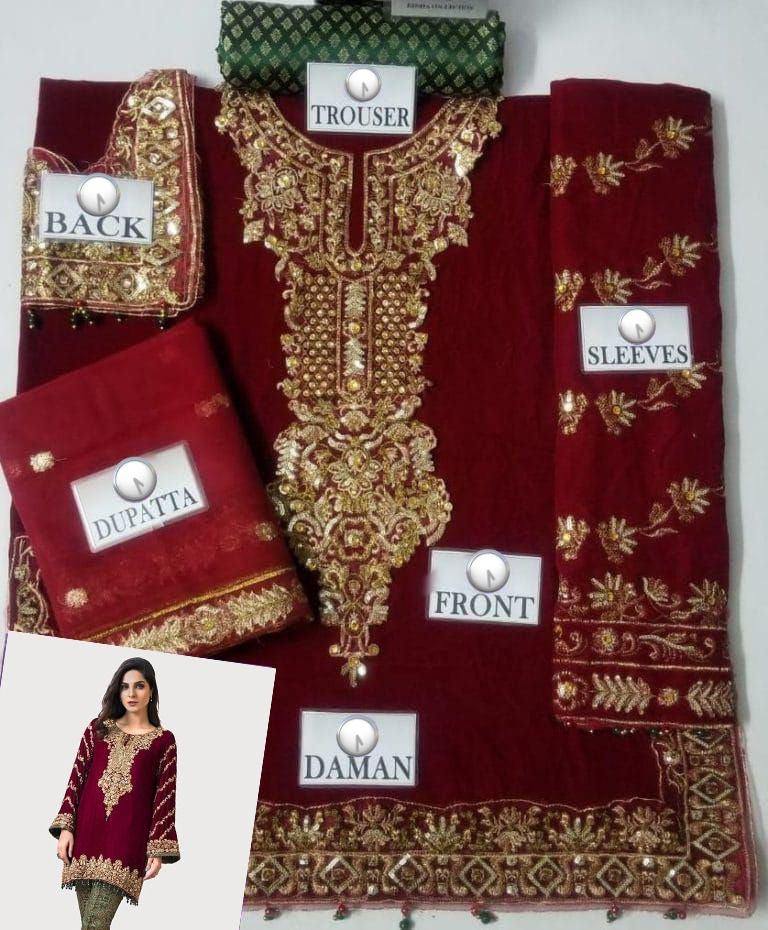 Ayesha Imran-Maroon-Velvet-Replica Zone