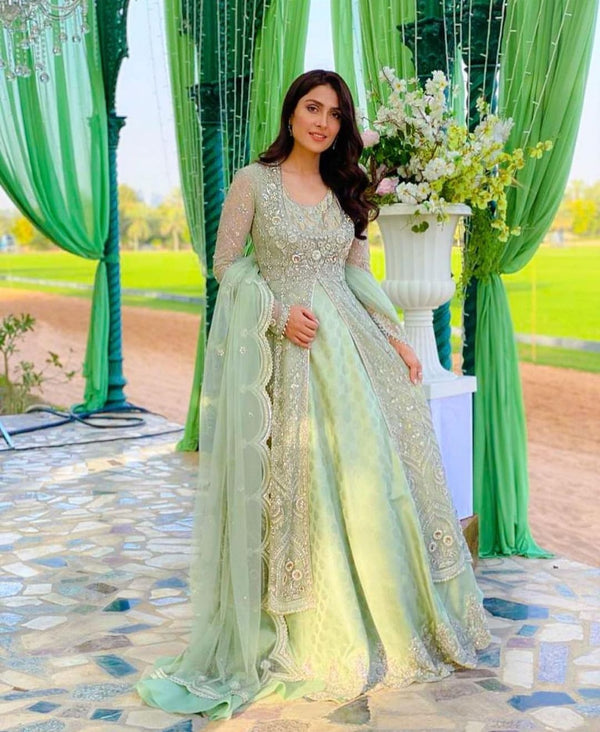 Ayeza Khan Wear Net Frock-Bridal Suits-Replica Zone