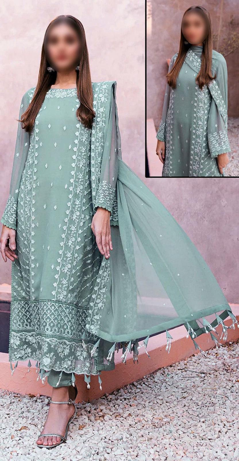 Azure Chiffon Suit-Replica Suits-Replica Zone