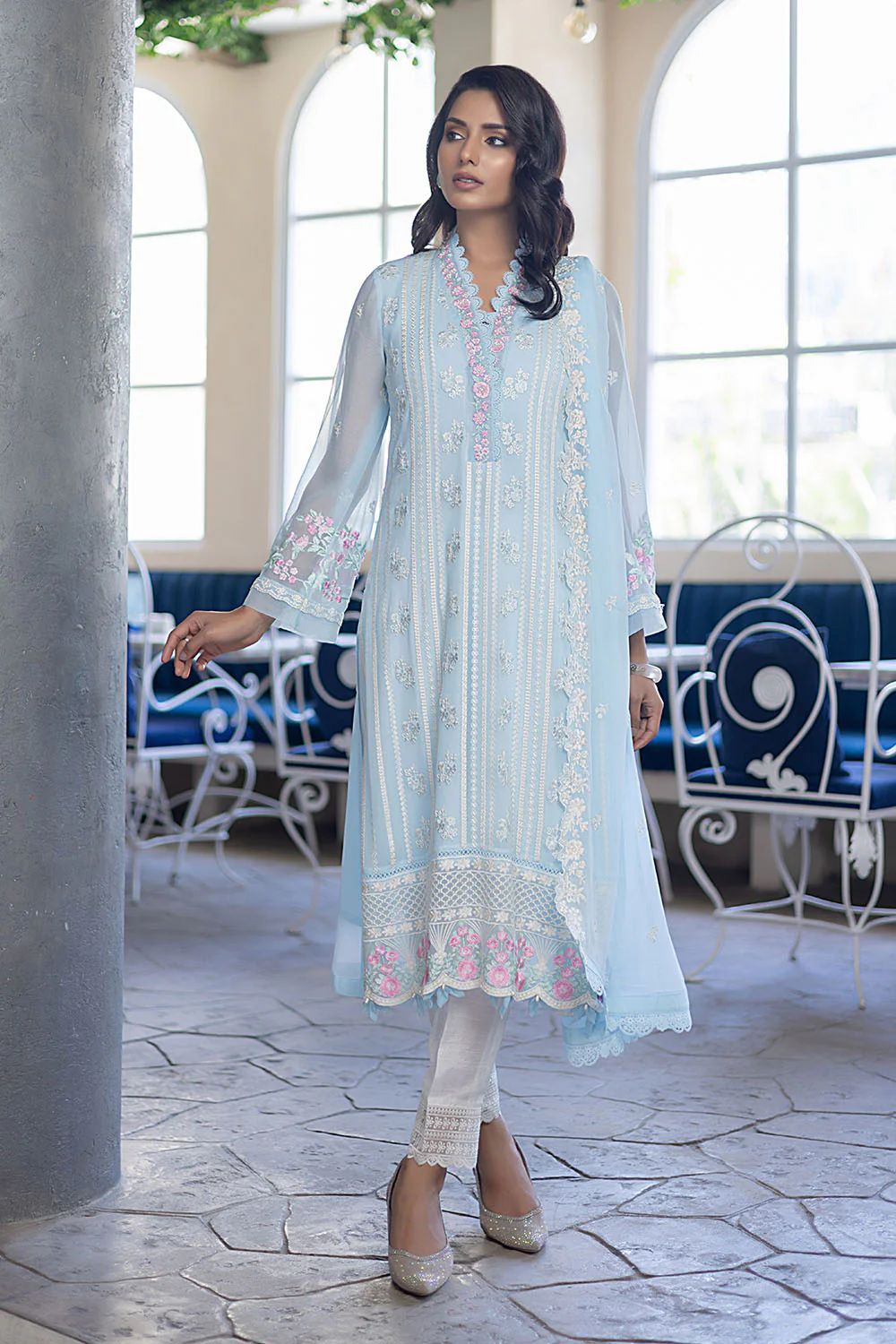 Azure Chiffon Suit-Replica Suits-Replica Zone