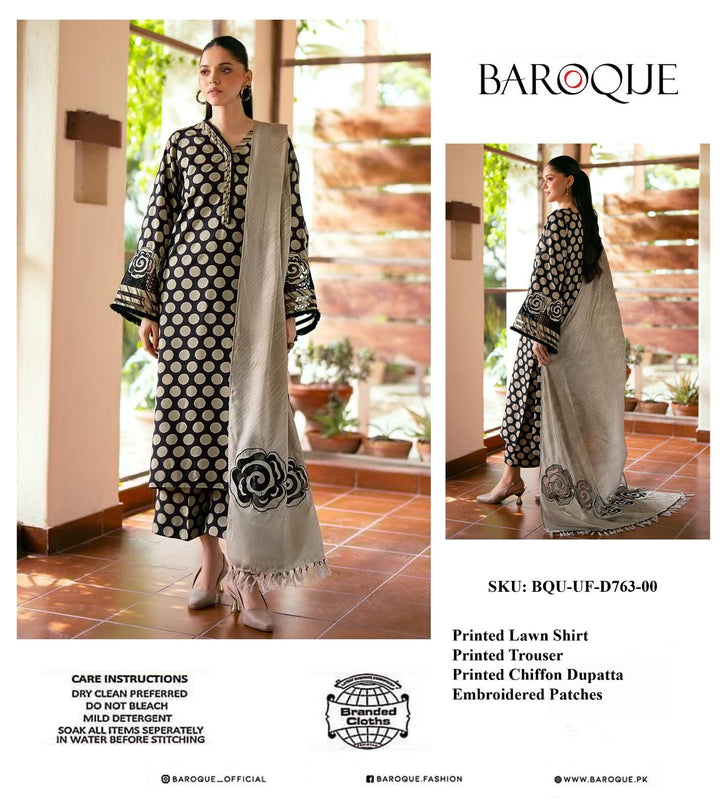 Baroque Lawn Suit-Lawn Suits-Replica Zone