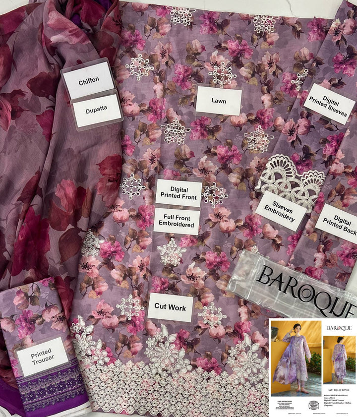 Baroque Lawn Suit-Lawn Suits-Replica Zone