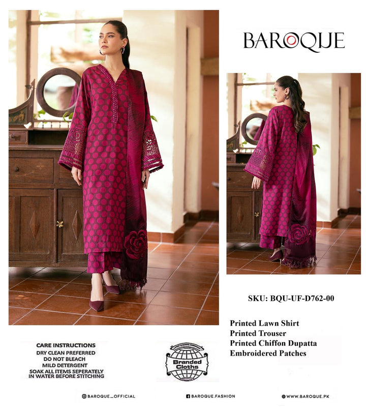 Baroque Lawn Suit-Lawn Suits-Replica Zone