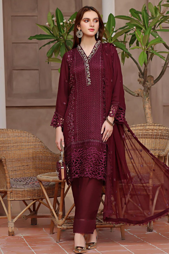 Crimson Chiffon Suit-Replica Suits-Replica Zone