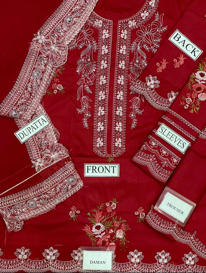 Crimson Cotton Suit-Cotton Suits-Replica Zone