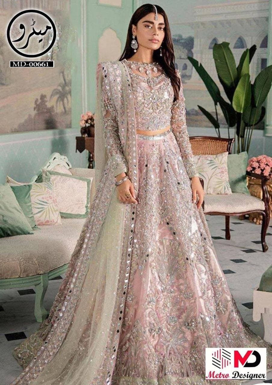 Crimson Net Bridal Suit-Bridal Suits-Replica Zone