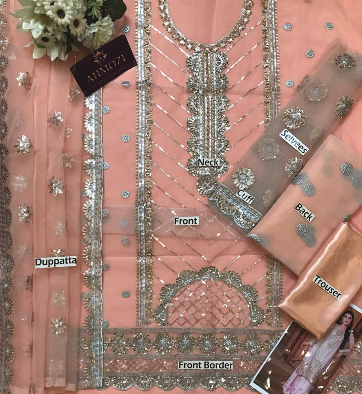 Dhanak Organza Suit-Replica Suits-Replica Zone