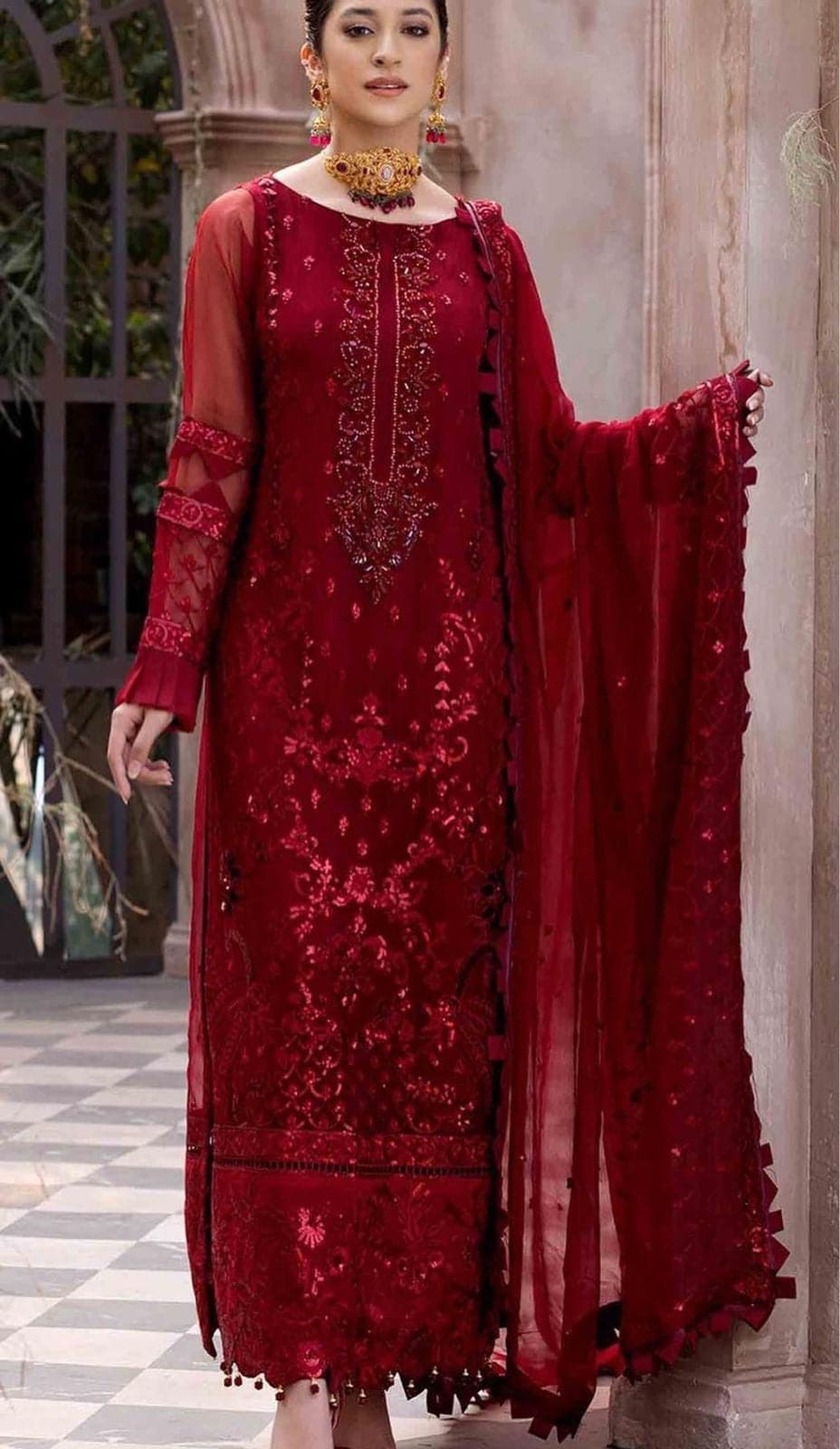 Emaan Adeel Chiffon Suit-Replica Suits-Replica Zone