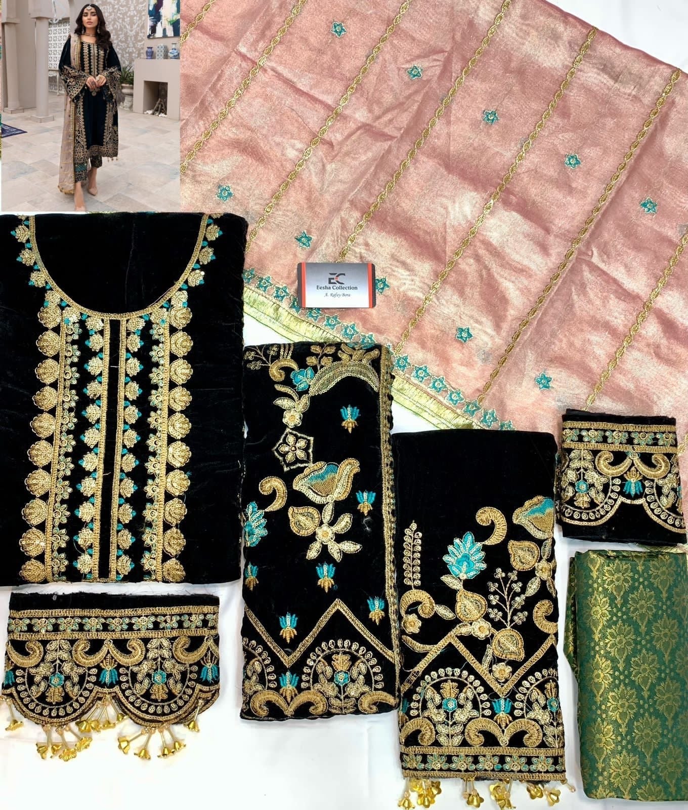 Emaan Adeel Velvet Suit-Replica Suits-Replica Zone