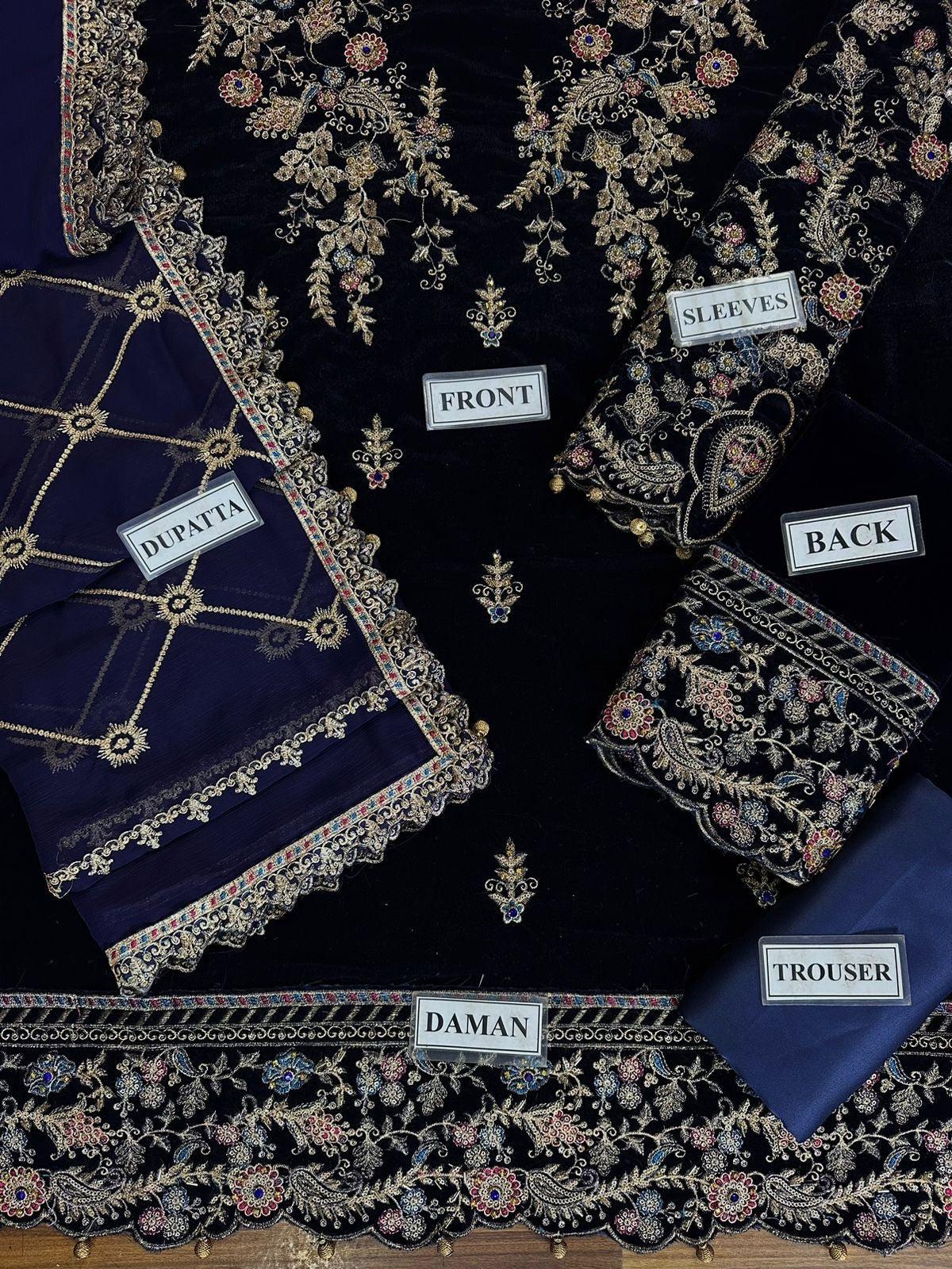 Emaan Adeel Velvet Suit-Replica Suits-Replica Zone