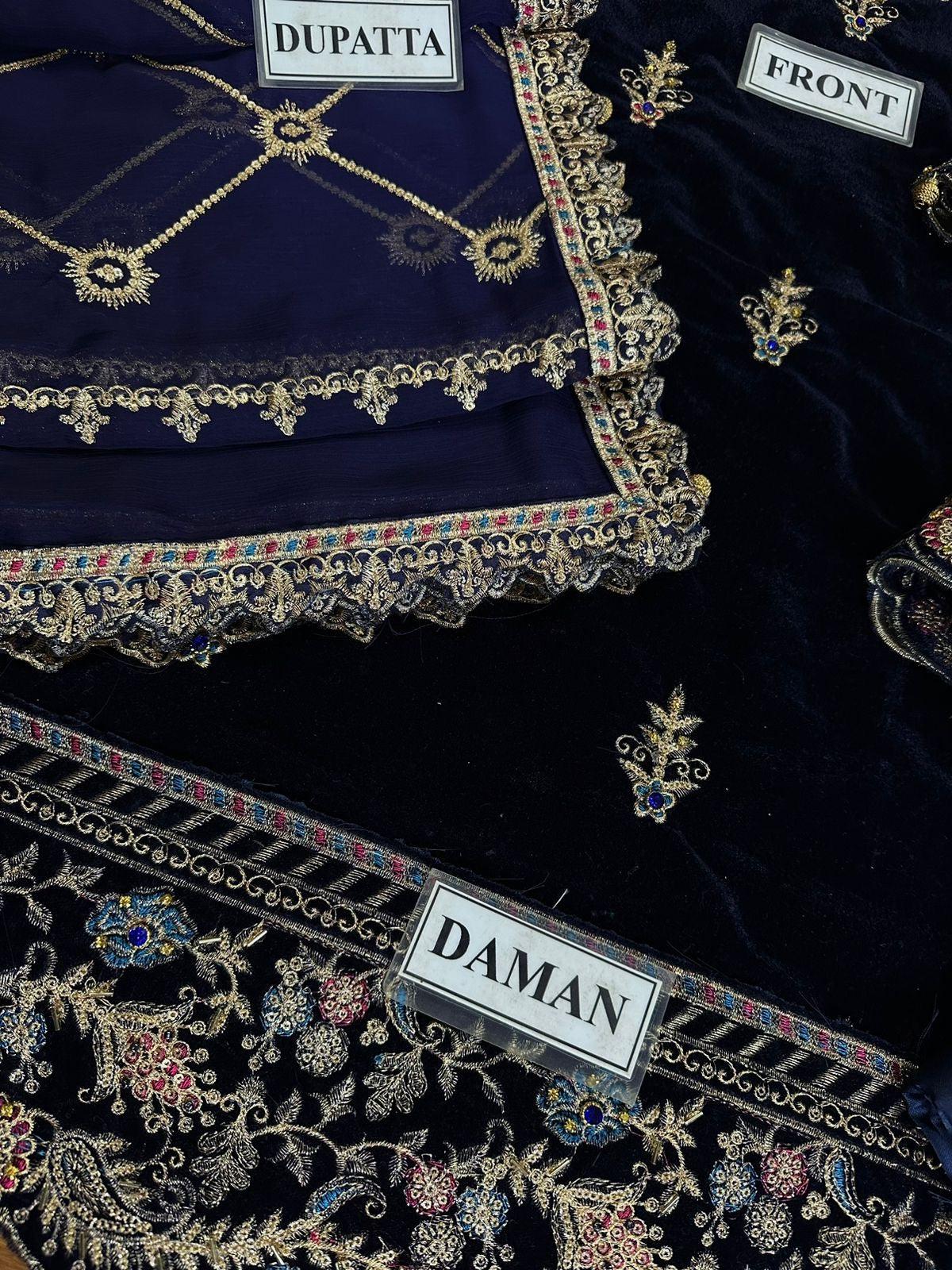 Emaan Adeel Velvet Suit-Replica Suits-Replica Zone