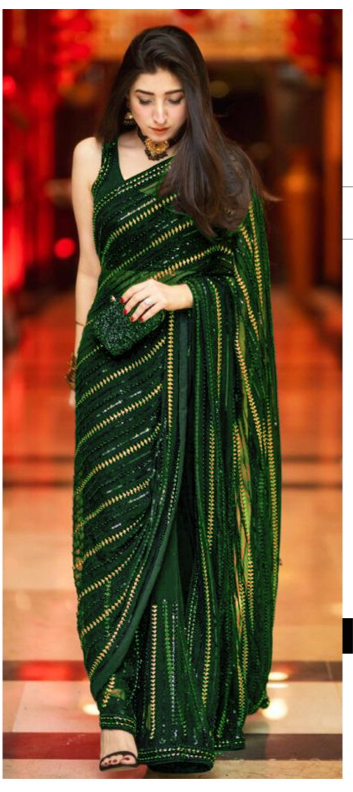 Embroidered Chiffon Saree-Bridal Suits-Replica Zone