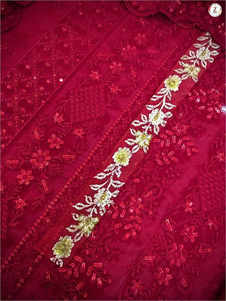 Embroidered Chiffon Suit-Replica Suits-Replica Zone