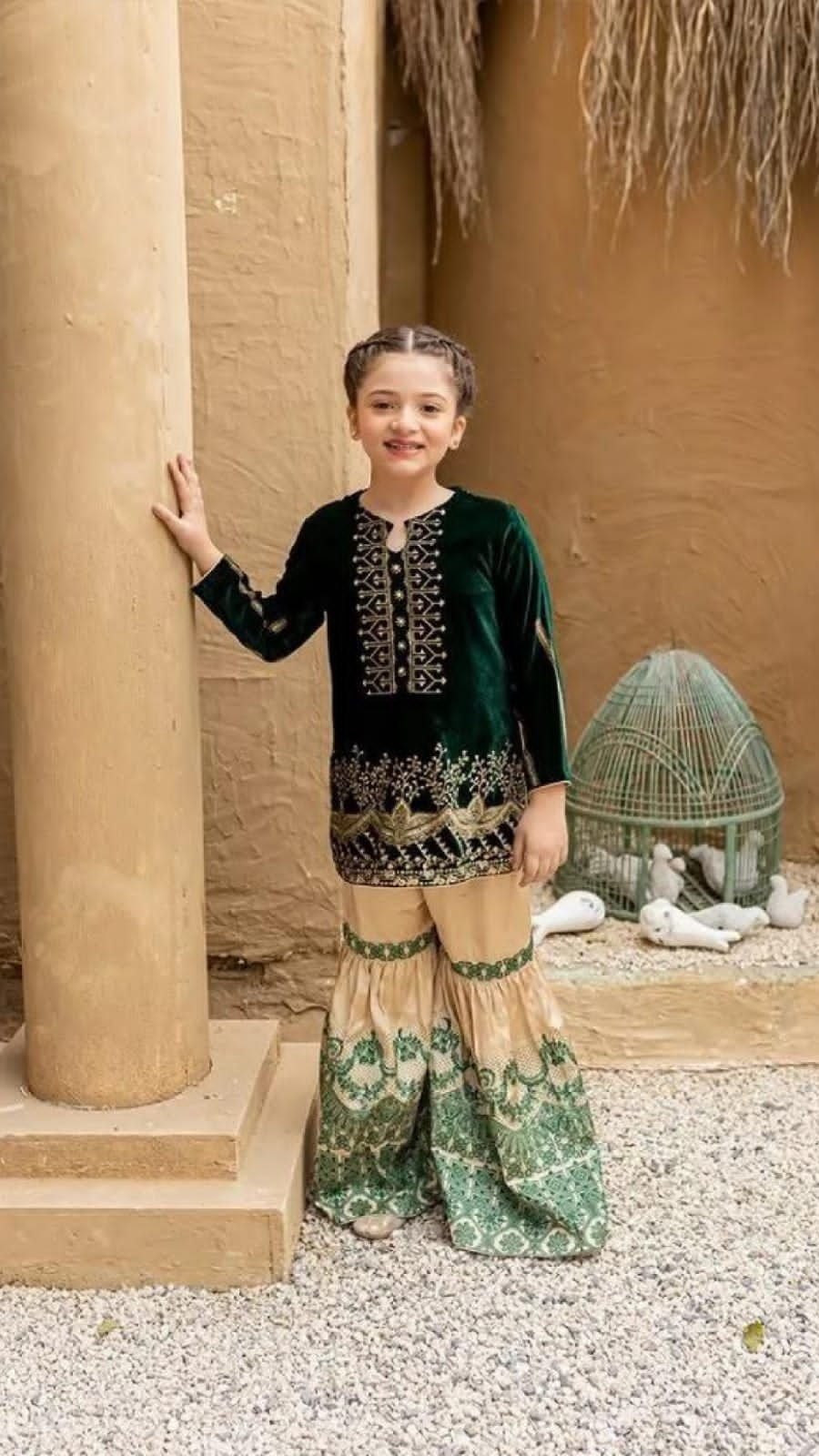 Embroidered chiffon Suit-Kids-Replica Zone