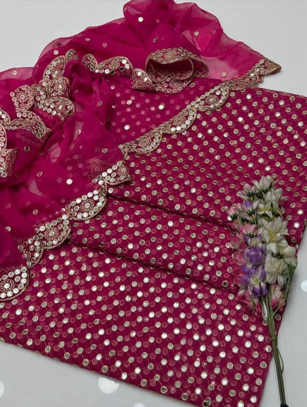 Embroidered Chiffon Suit-Sale Suits-Replica Zone