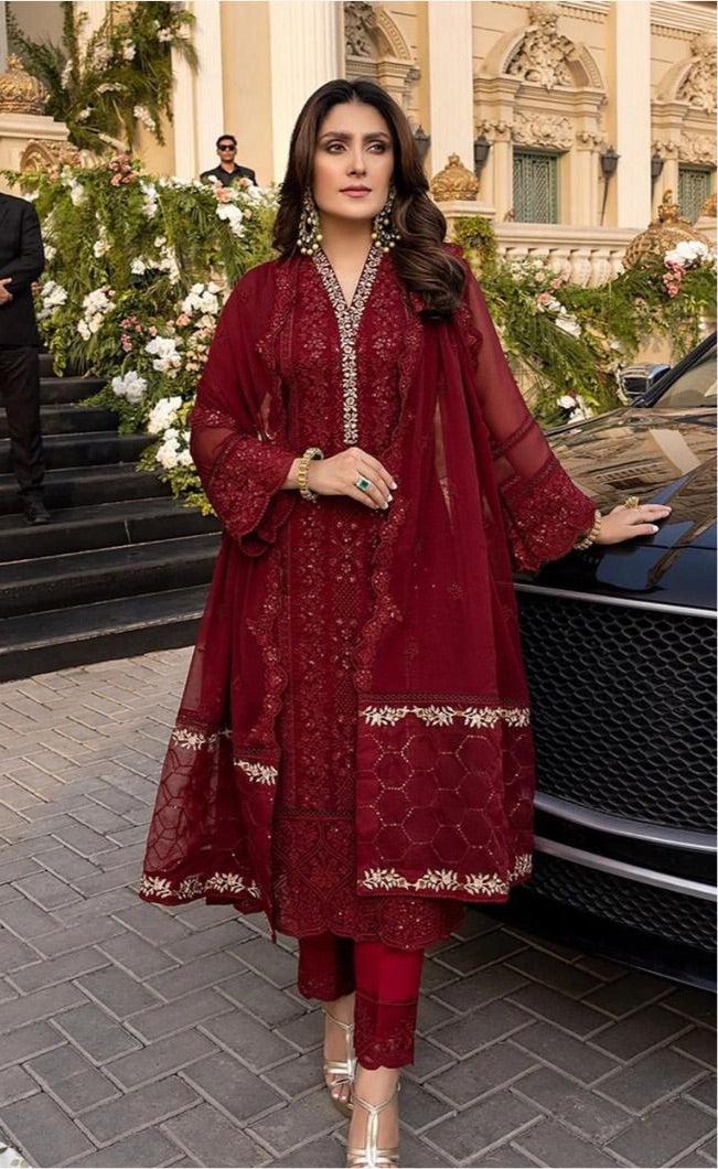 Embroidered Chiffon Suit-Replica Suits-Replica Zone