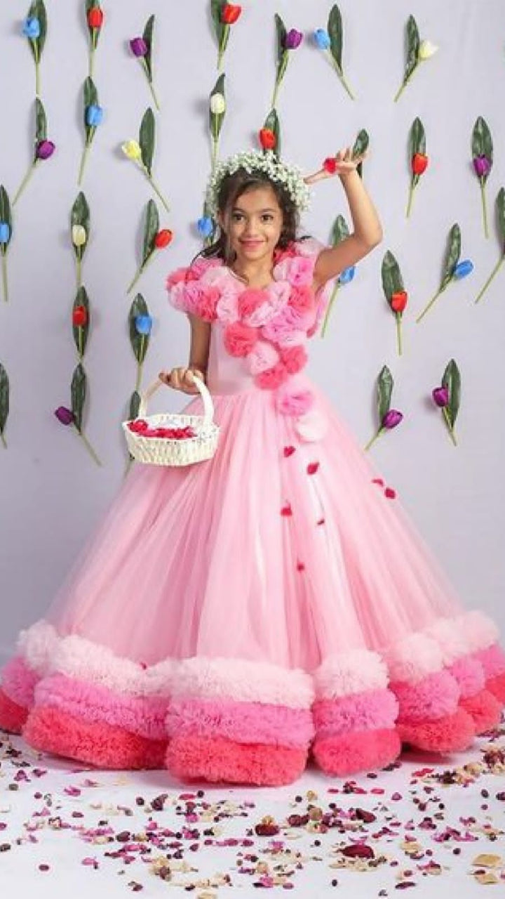 Embroidered Net Maxi-Kids-Replica Zone