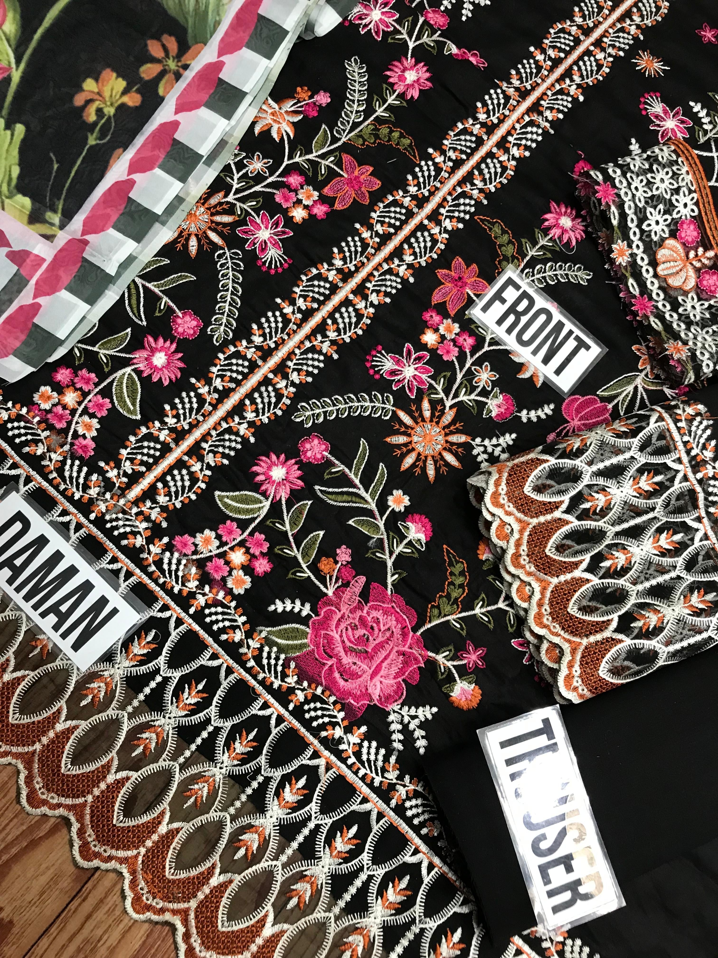 Faiza Saqlain-Lawn-Black-Replica Zone