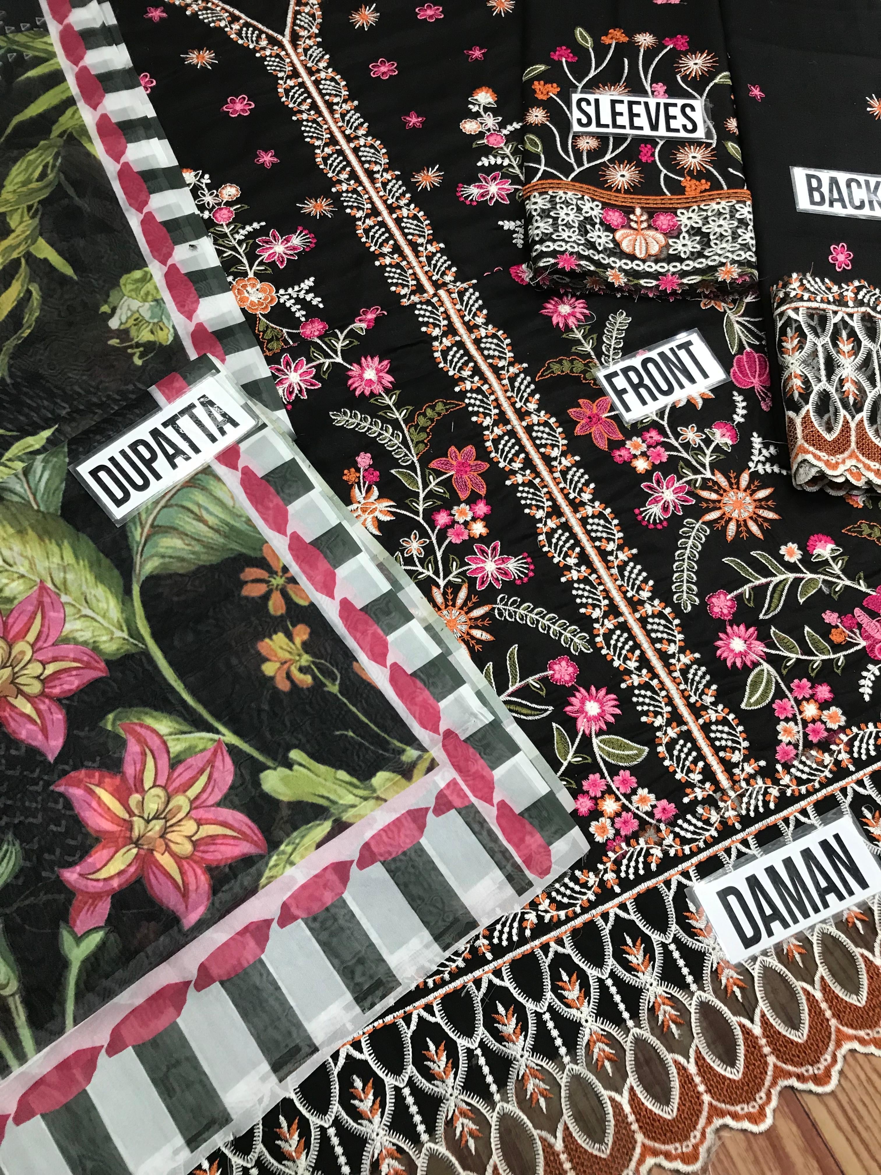 Faiza Saqlain-Lawn-Black-Replica Zone