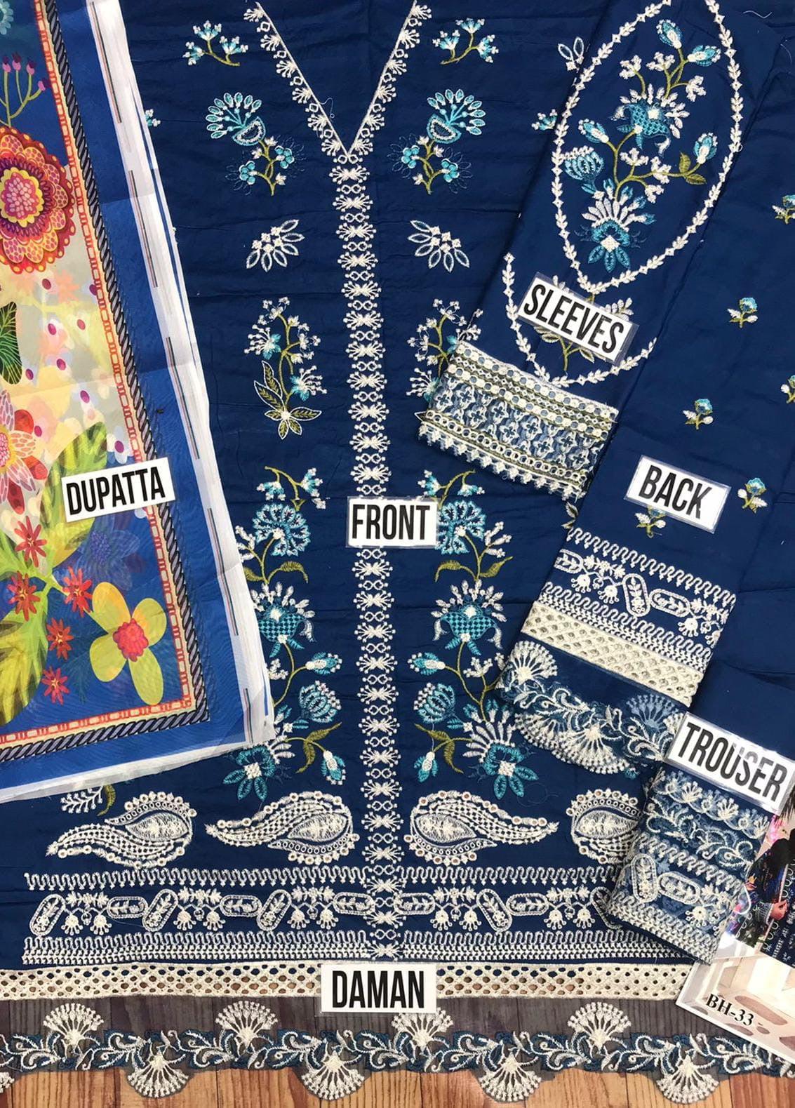 Faiza Saqlain-Lawn-Blue-Replica Zone