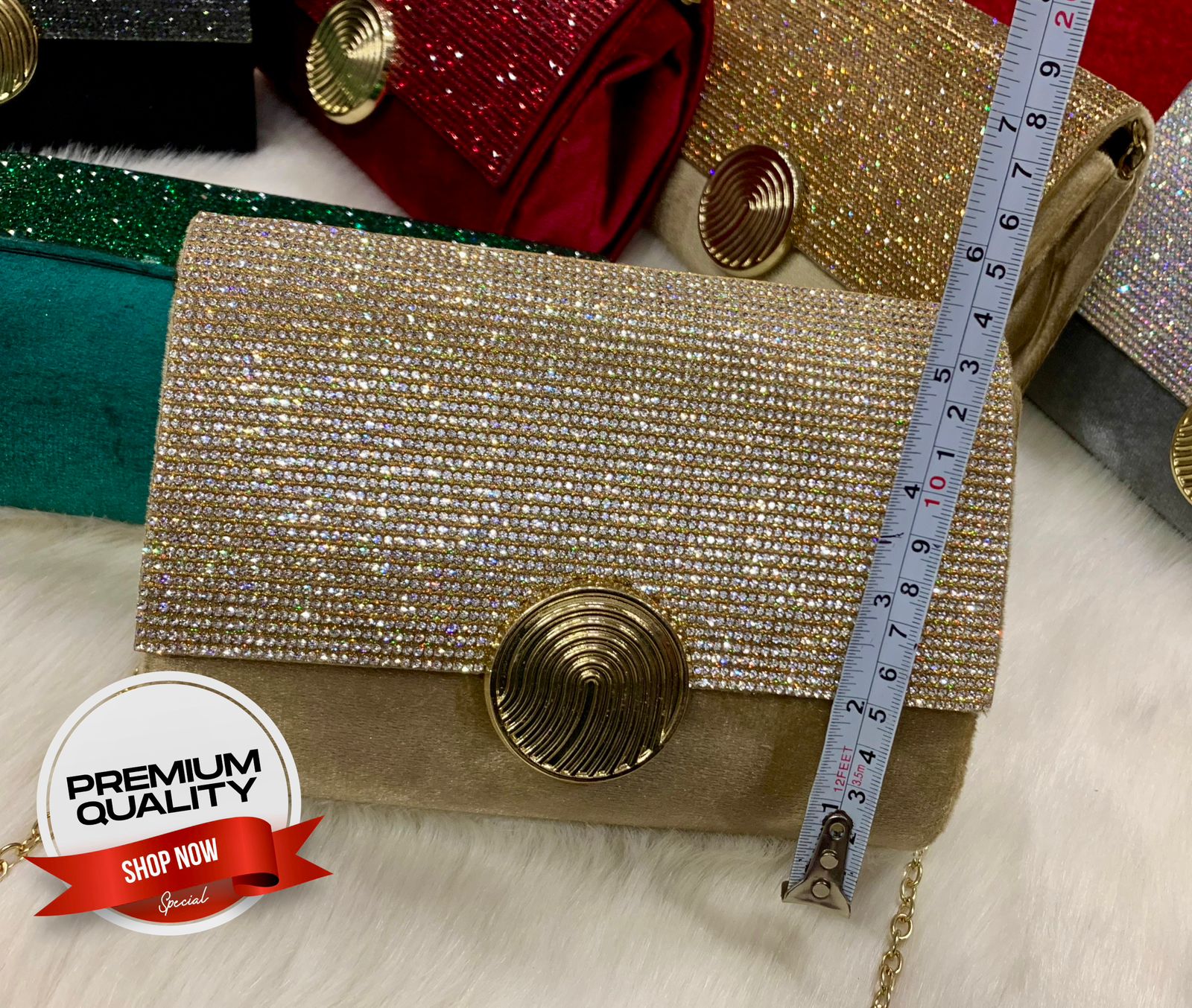 Fancy Clutch with Long Chain-Handbags-Replica Zone