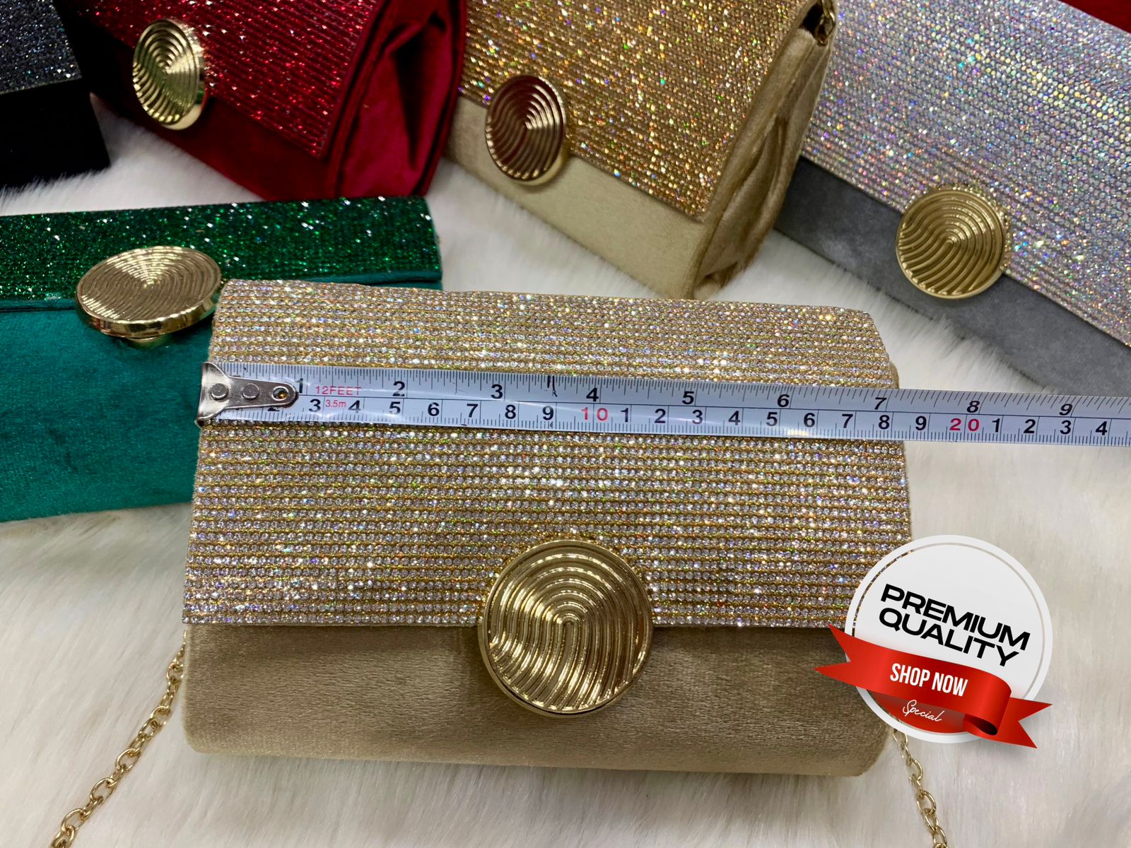 Fancy Clutch with Long Chain-Handbags-Replica Zone