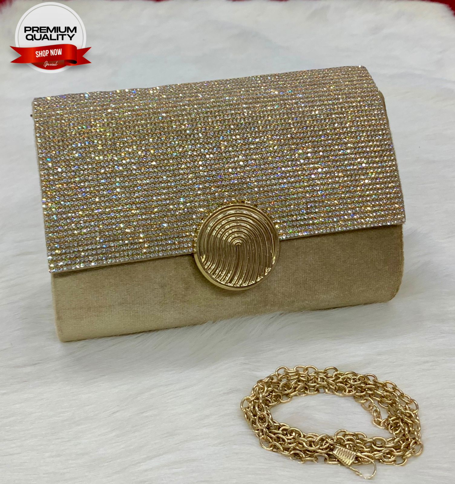 Fancy Clutch with Long Chain-Handbags-Replica Zone