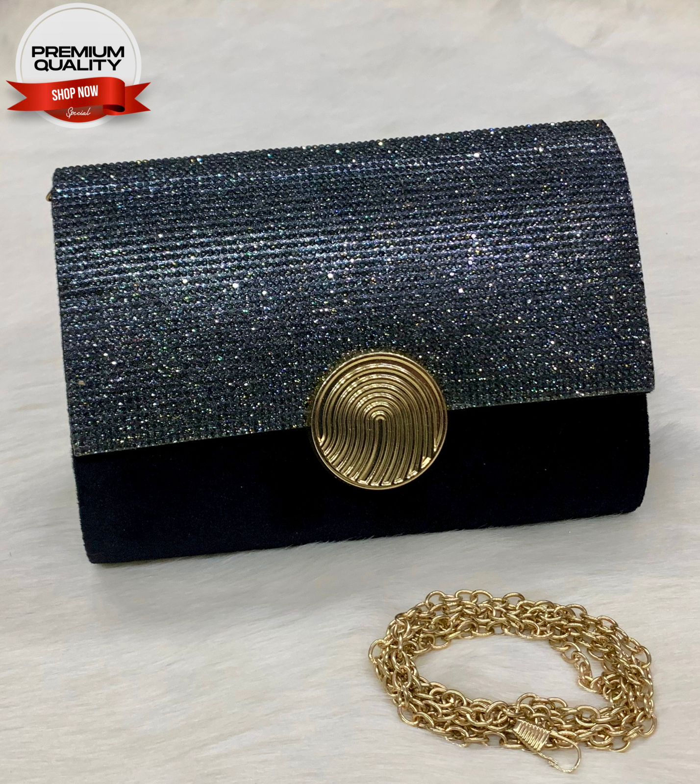 Fancy Clutch with Long Chain-Handbags-Replica Zone