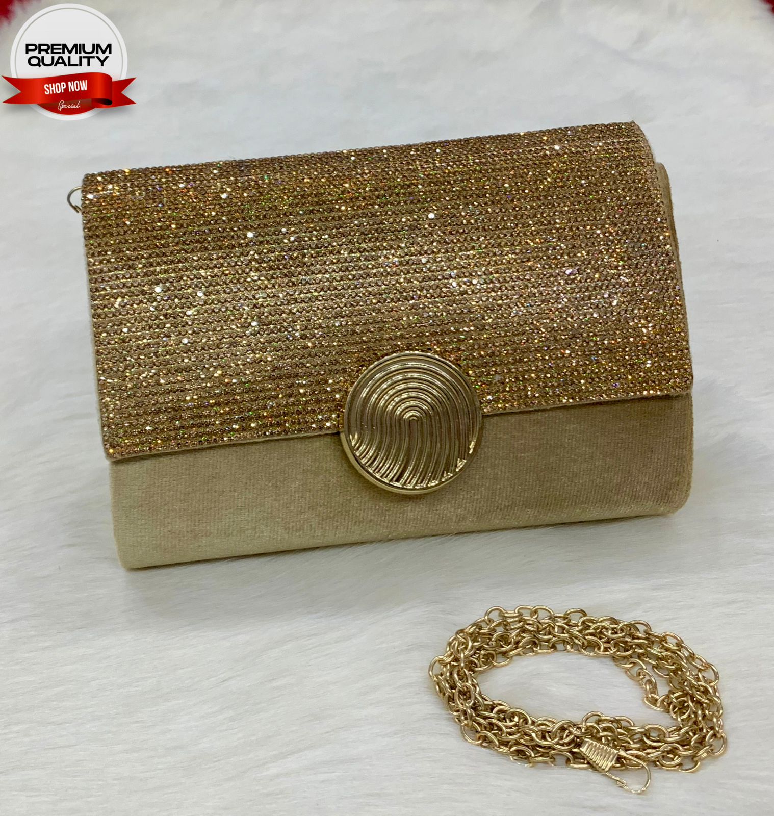 Fancy Clutch with Long Chain-Handbags-Replica Zone