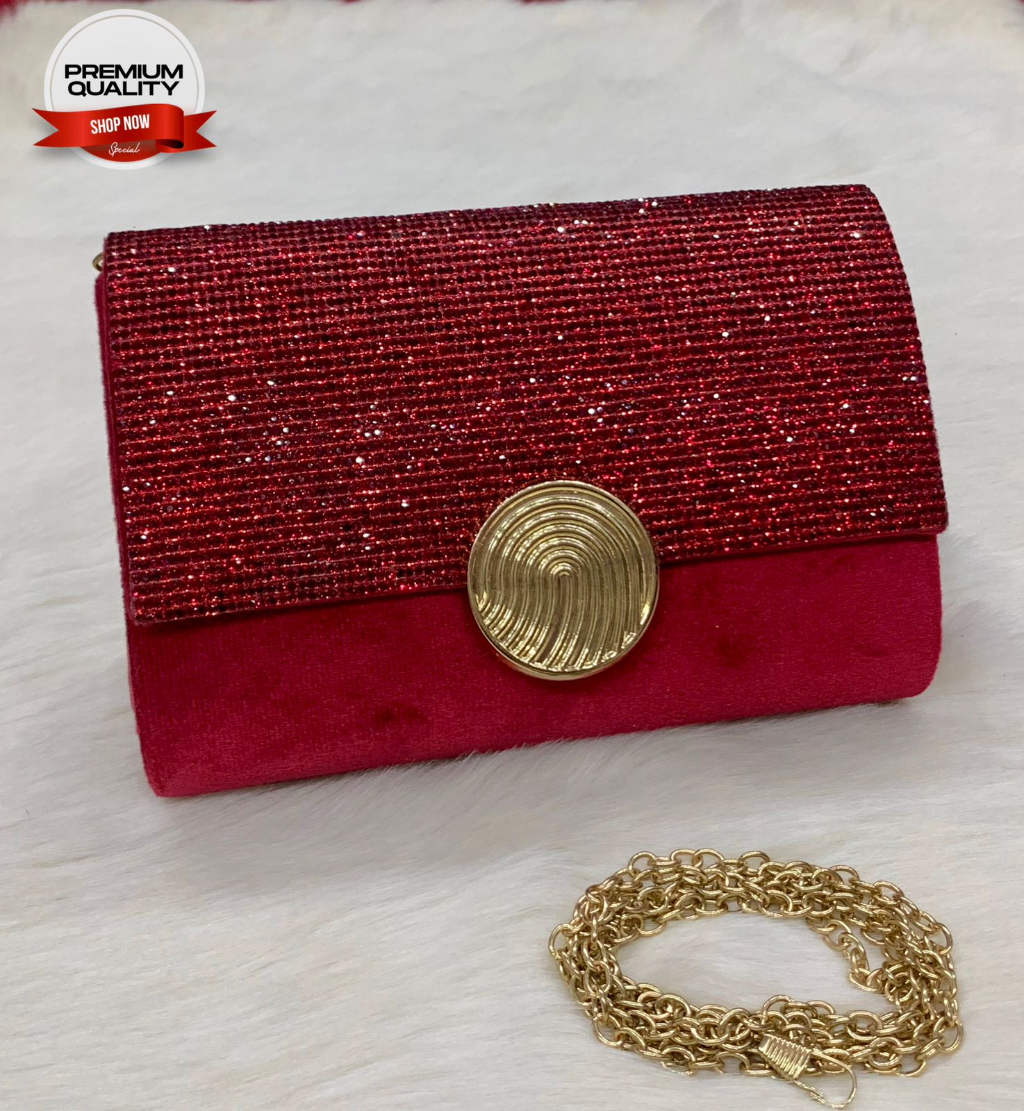 Fancy Clutch with Long Chain-Handbags-Replica Zone