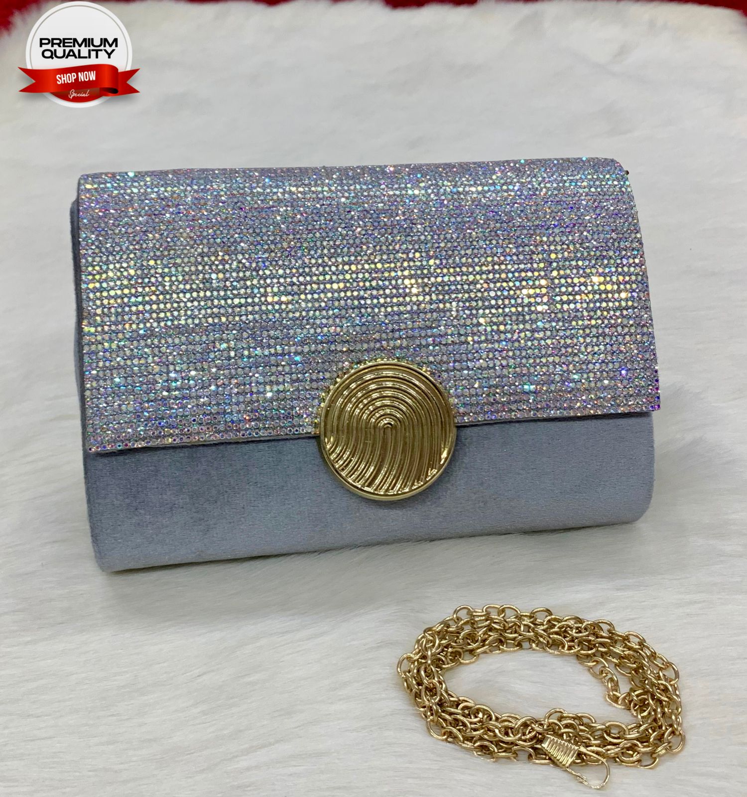 Fancy Clutch with Long Chain-Handbags-Replica Zone