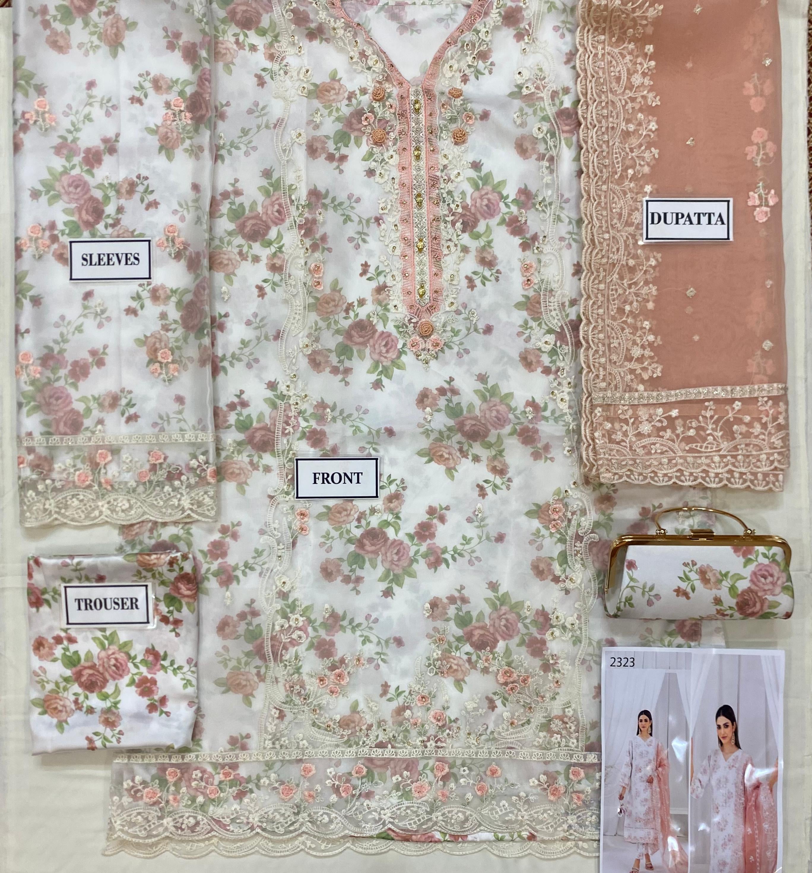 Farasha Organza Suit-Replica Suits-Replica Zone