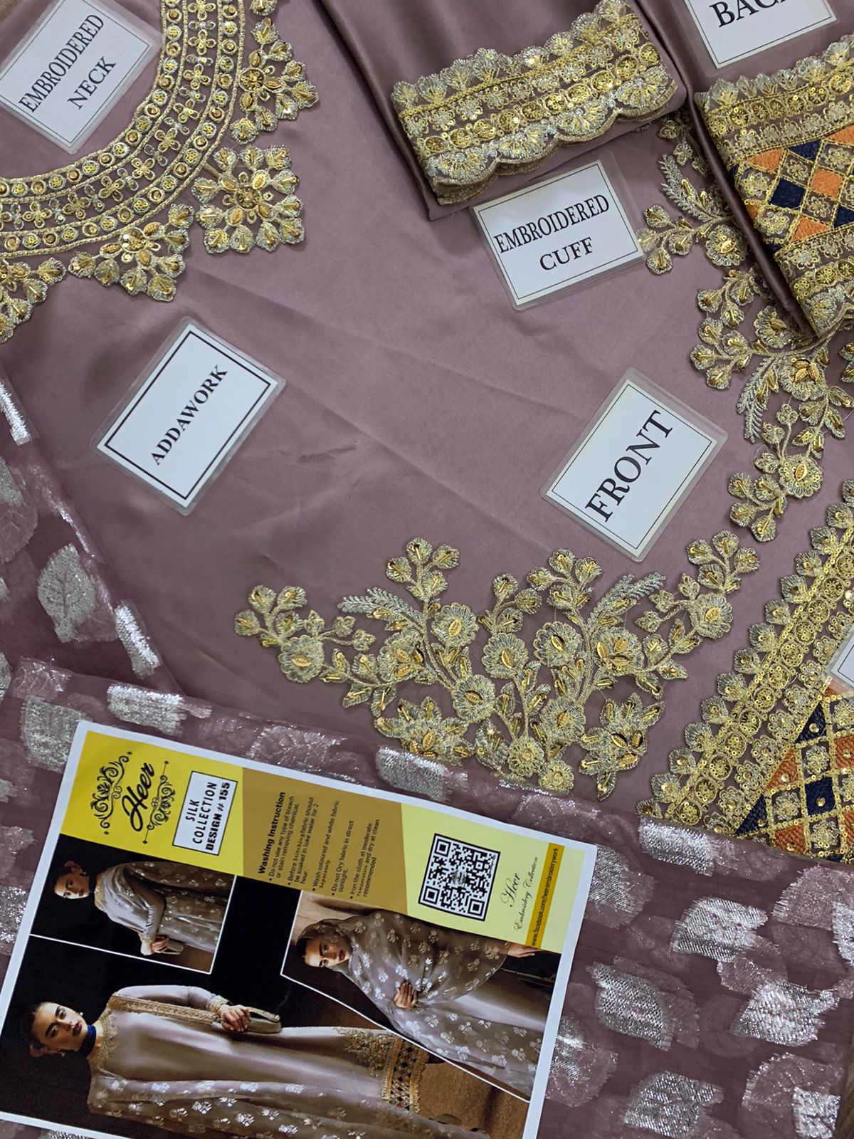 Hussain Rehar Silk Suit-Replica Suits-Replica Zone