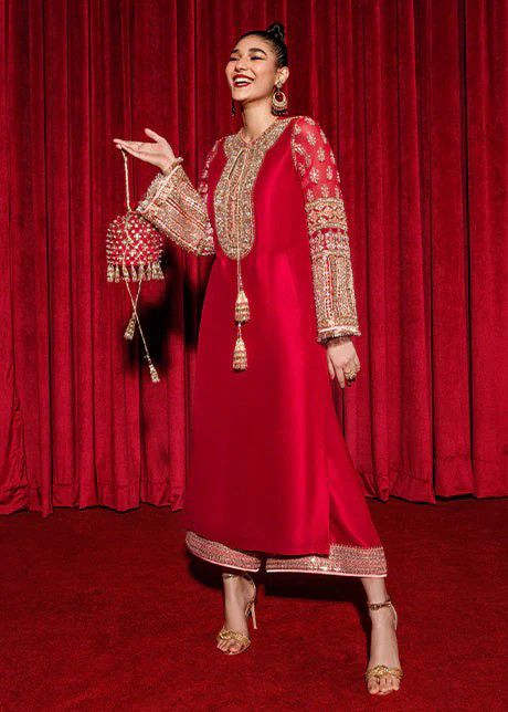 Hussain Rehar Silk Suit-Replica Suits-Replica Zone