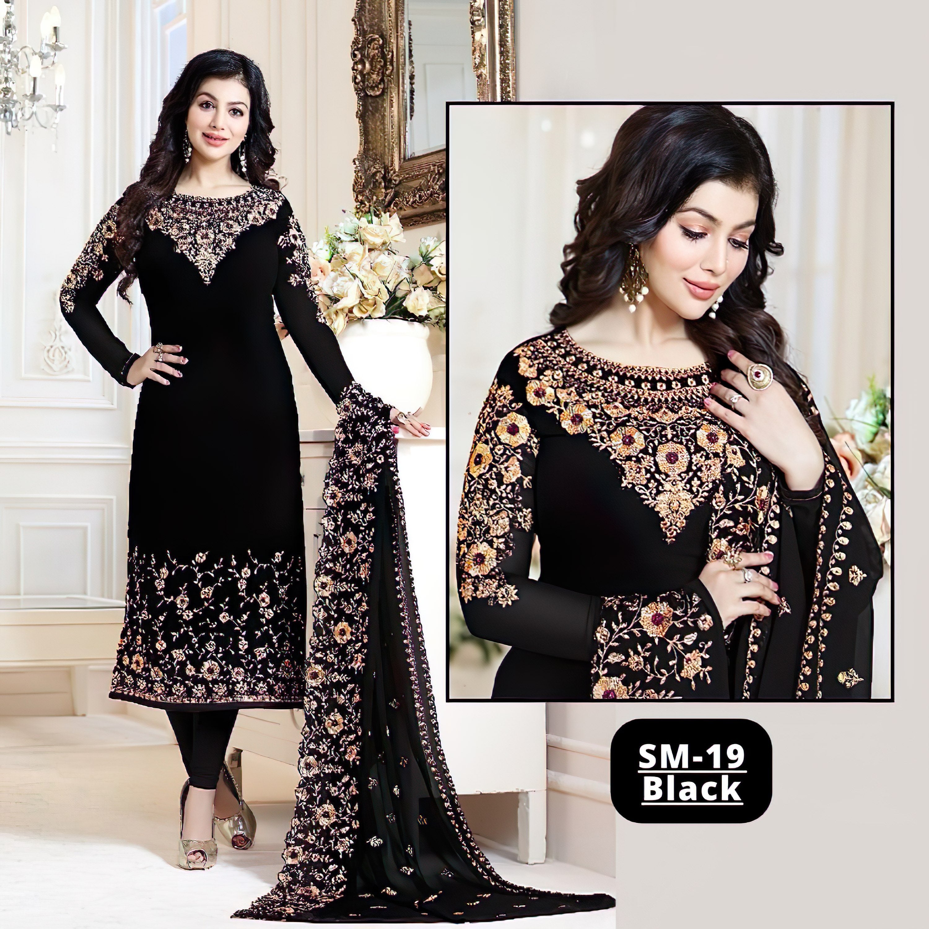 Indian Chiffon Suit-Replica Suits-Replica Zone