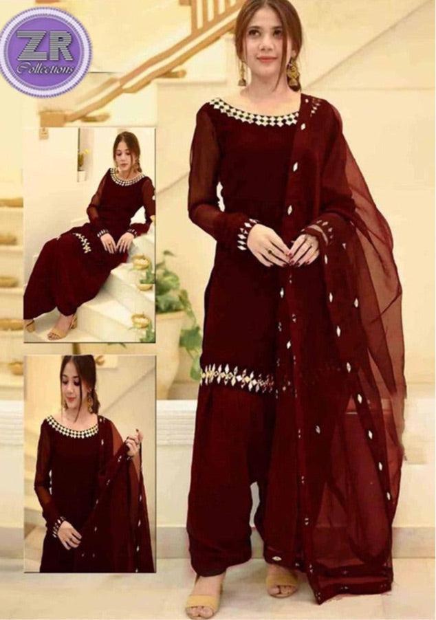 Indian Chiffon Suit-Replica Suits-Replica Zone